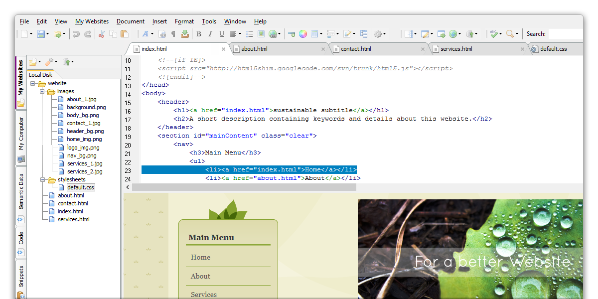 Click to view CoffeeCup Free HTML Editor 10.1 screenshot